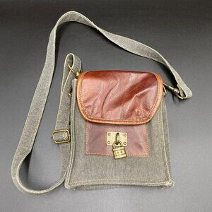 Mona B Upcycled Locksmith Crossbody Canvas w/Leather